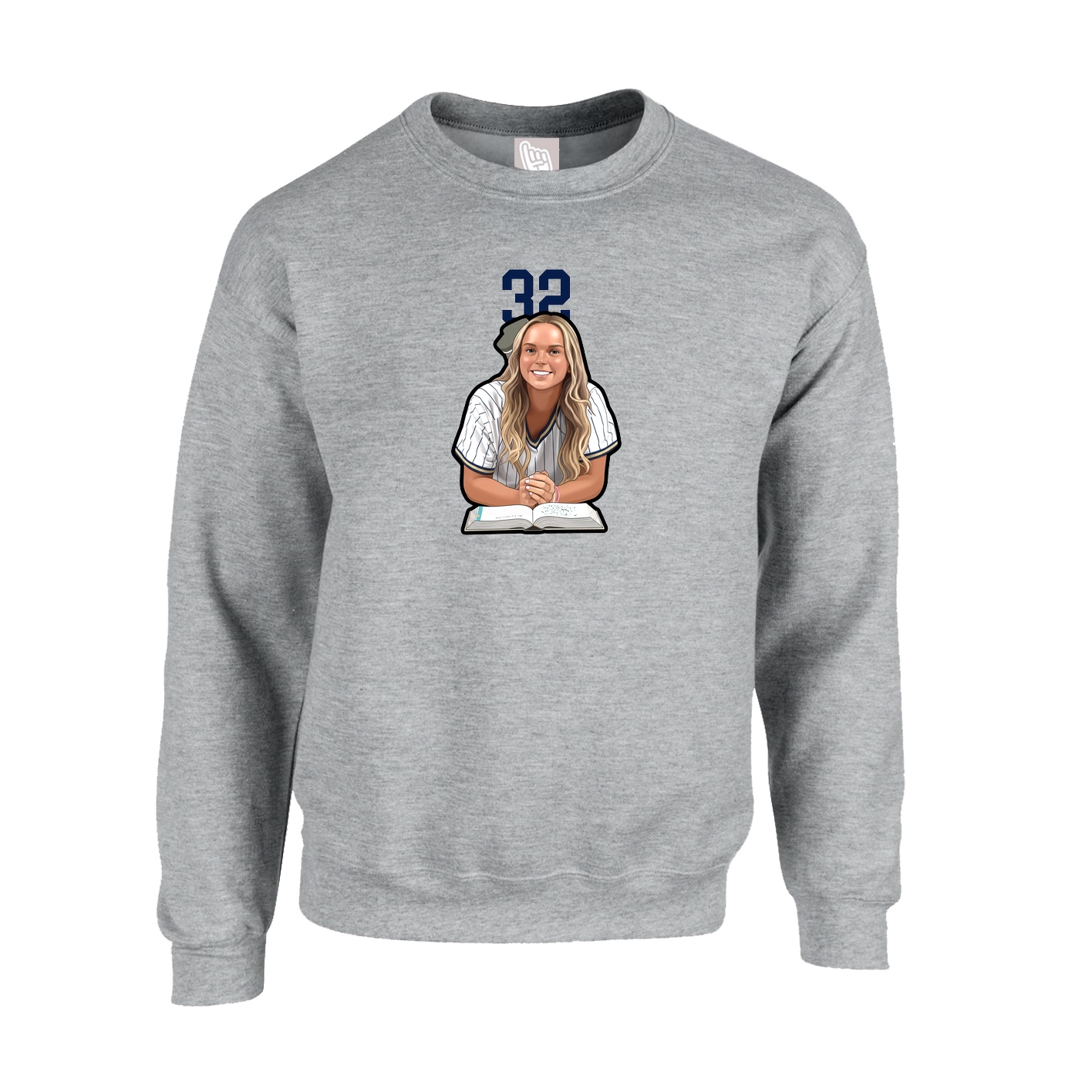 Fleece Crew — Number Top in Grey