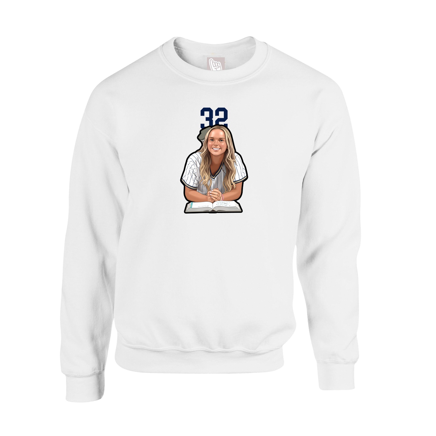 Fleece Crew — Number Top in White