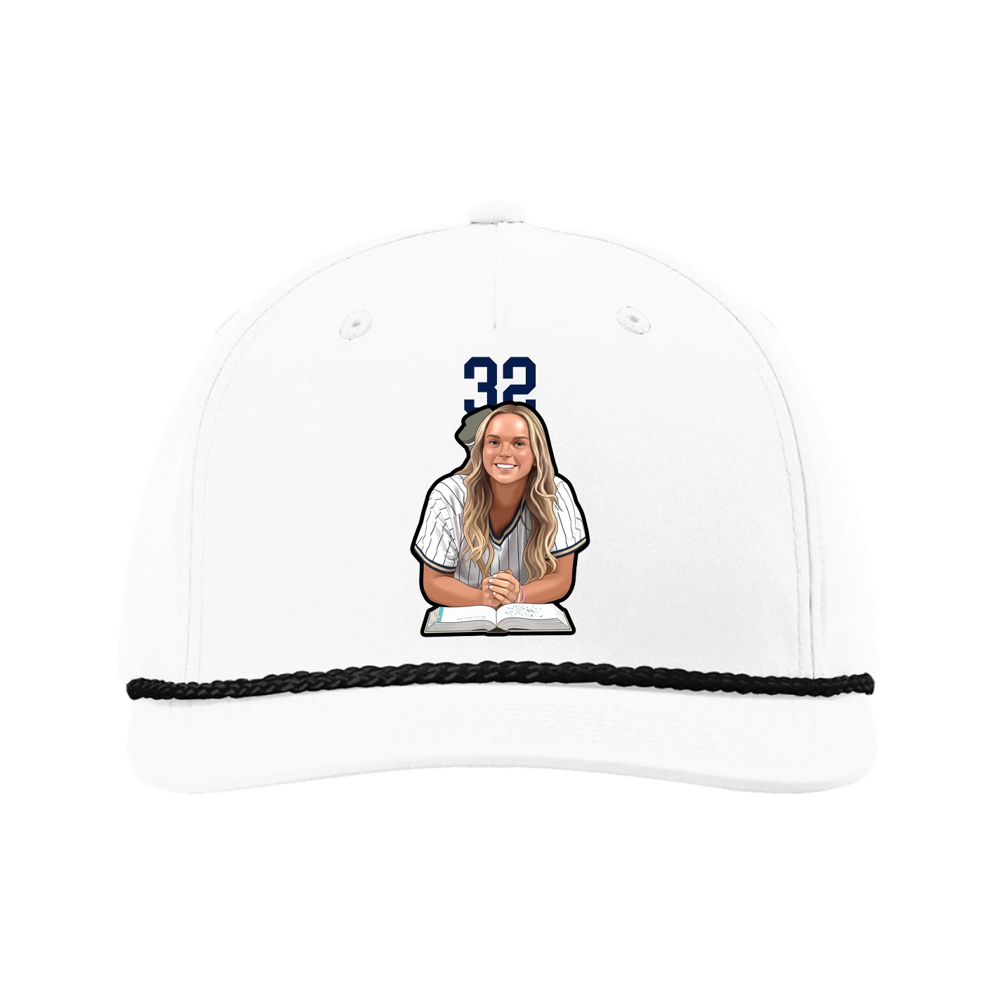 Five-Panel Classic Rope Cap — Number Top in White