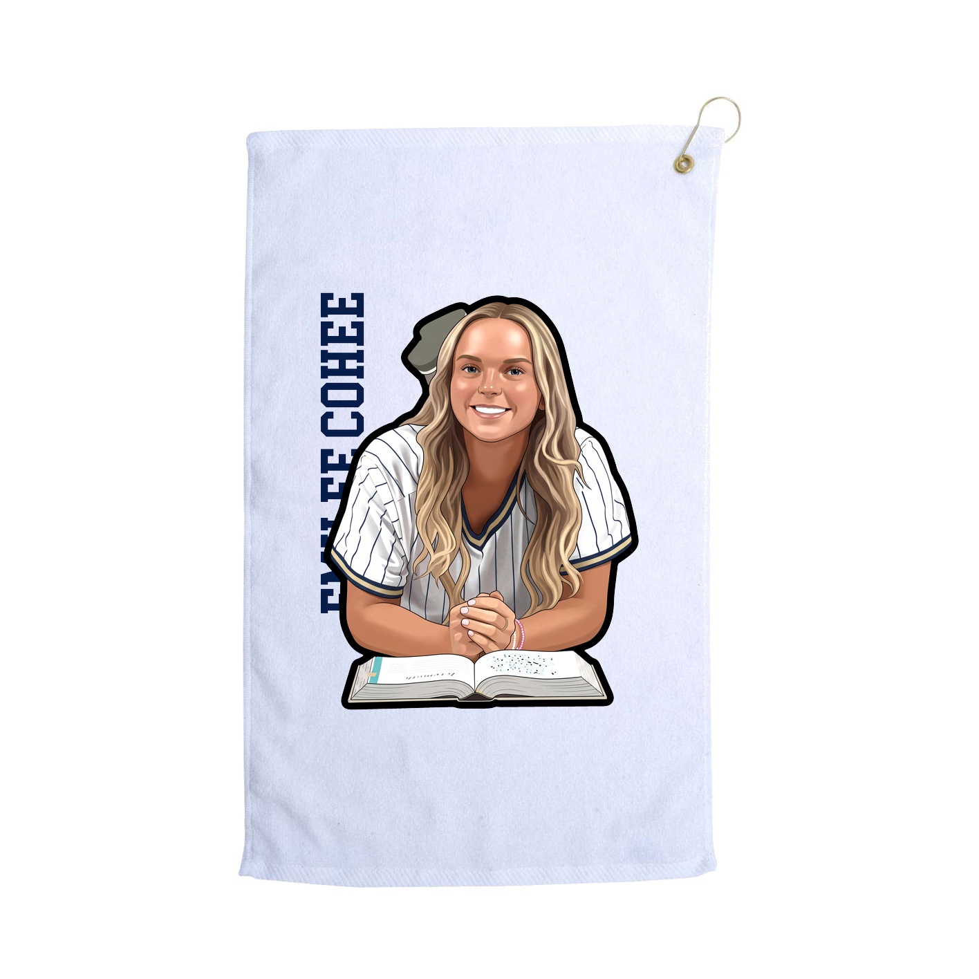 Golf Towel — Name Vertical in White