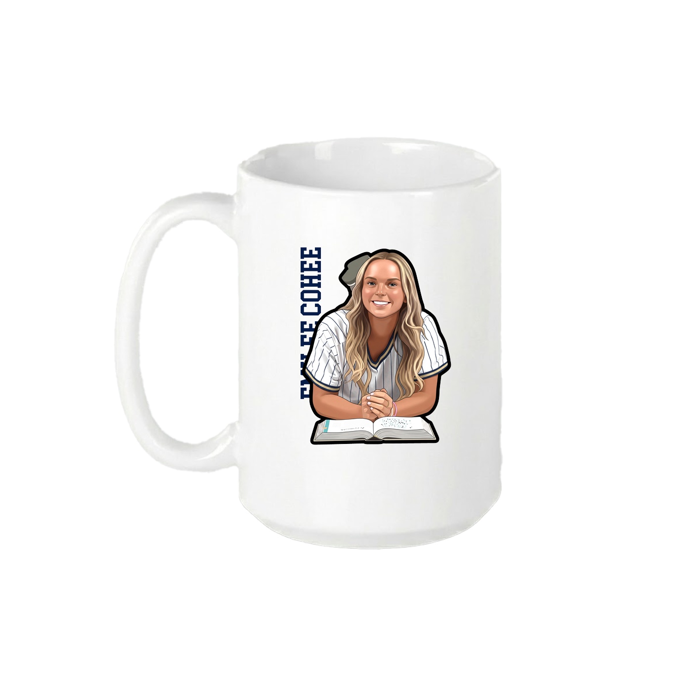15oz Coffee Mug — Name Vertical in White
