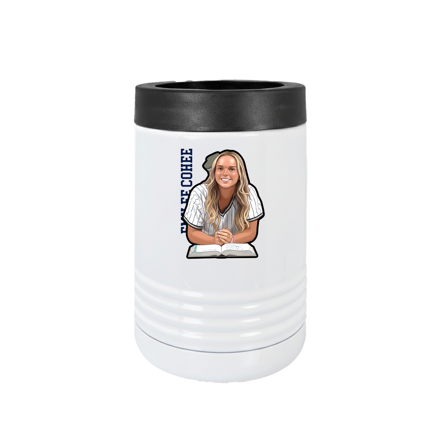 Beverage Holder — Name Vertical in White