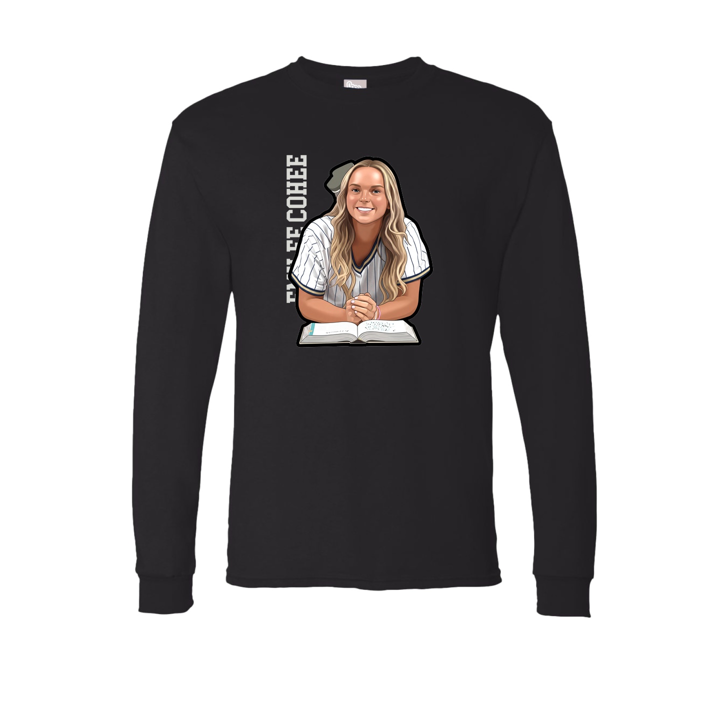 Long Sleeve Tee — Name Vertical in Black