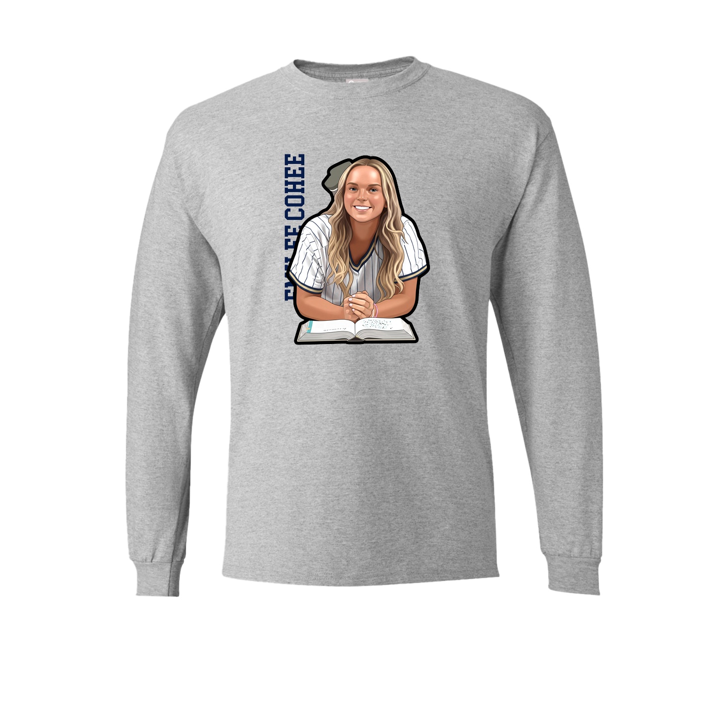 Long Sleeve Tee — Name Vertical in Grey
