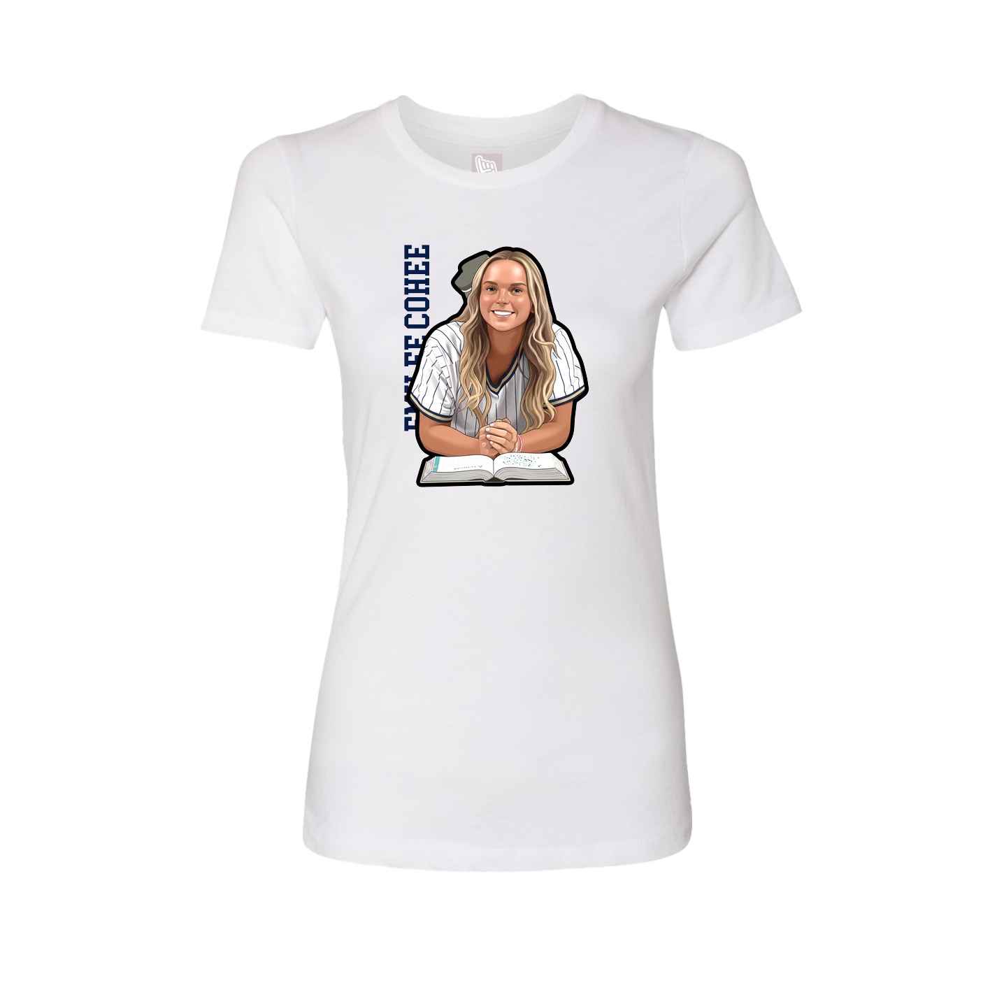 Womens Tee — Name Vertical in White
