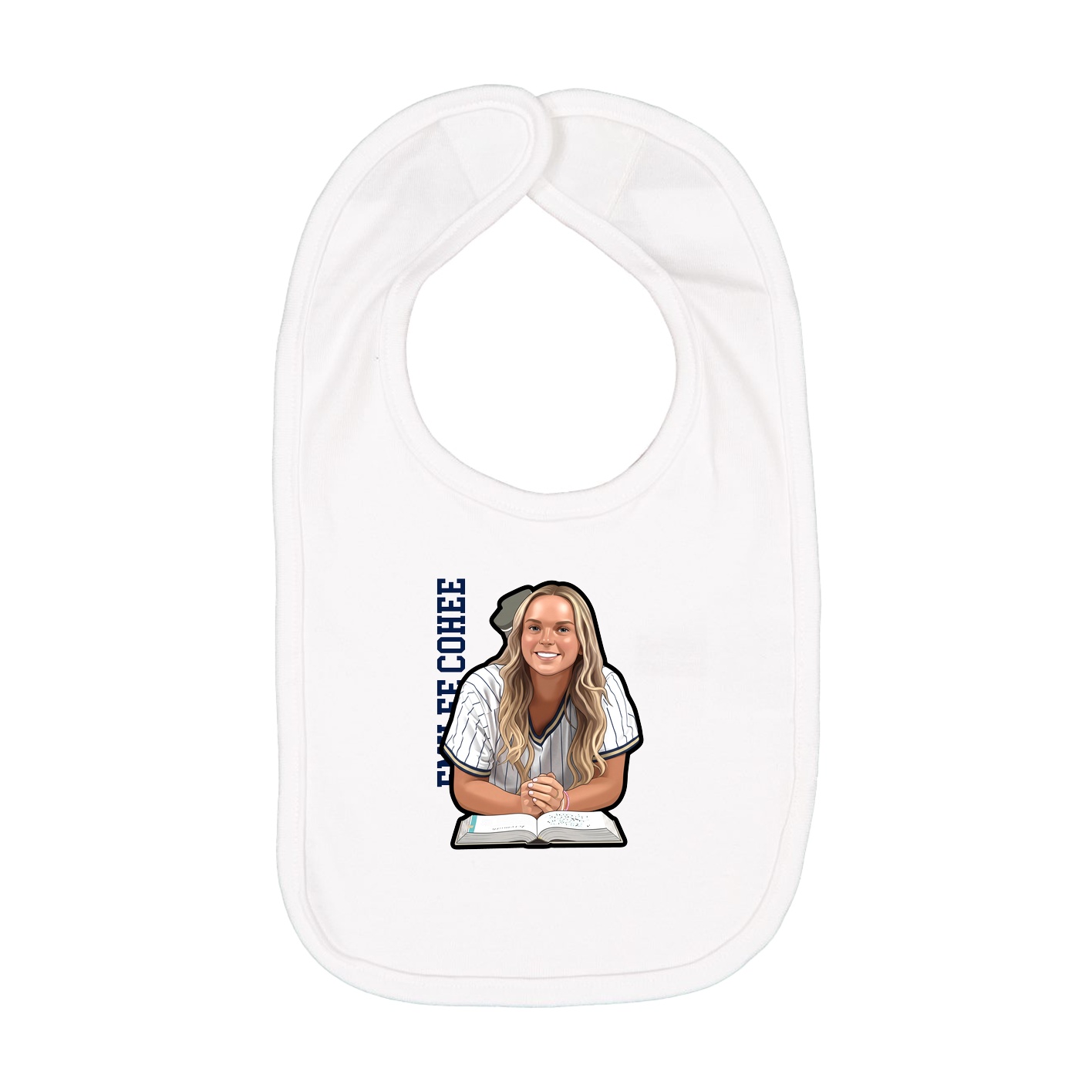 Infant Bib — Name Vertical in White