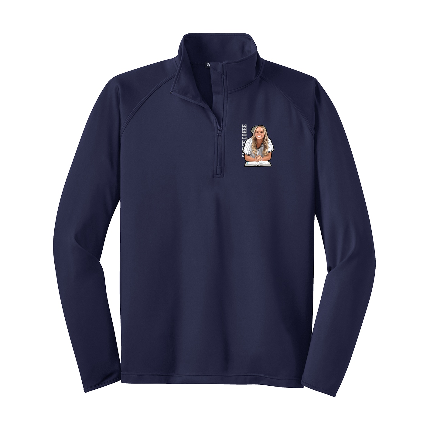 Q-Zip Pullover — Name Vertical in Navy