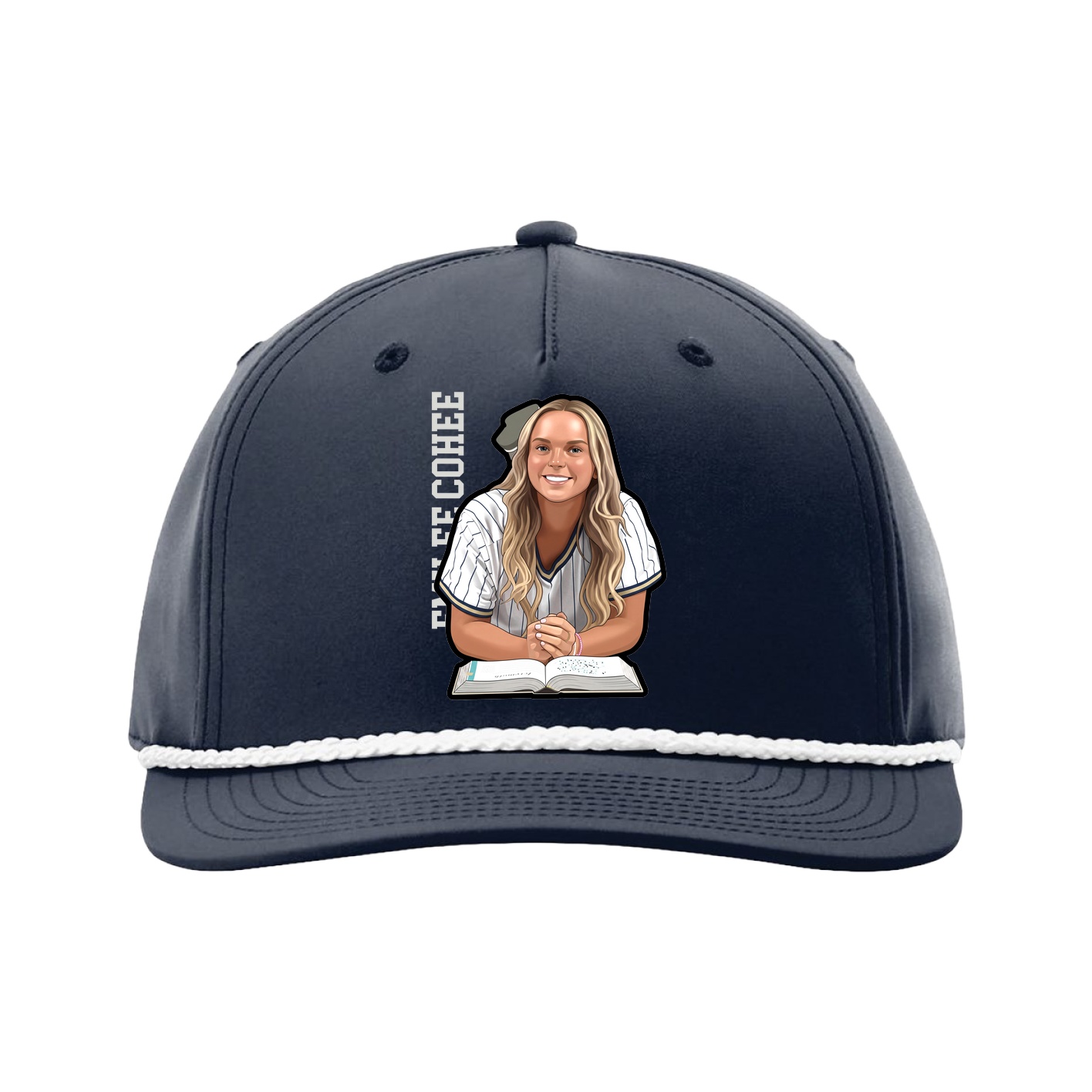 Five-Panel Classic Rope Cap — Name Vertical in Navy