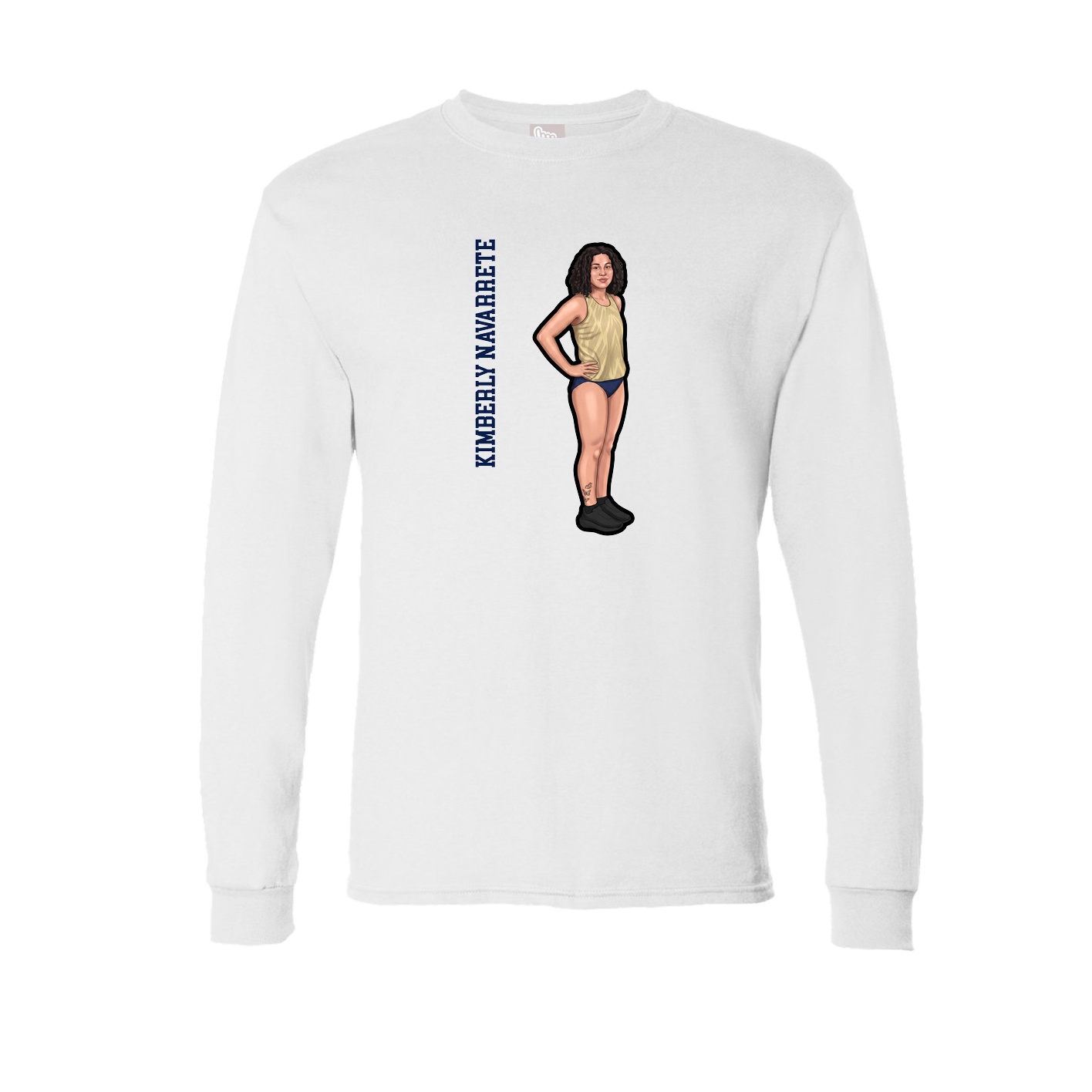 Long Sleeve Tee — Name Vertical in White