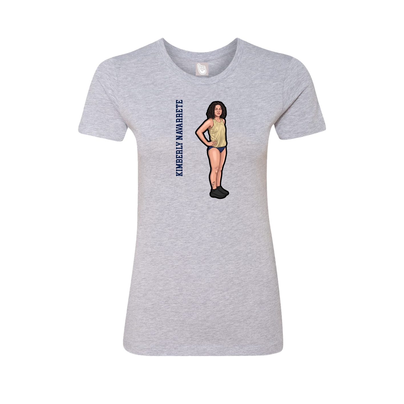 Fitted Women's Tee — Name Vertical in Grey