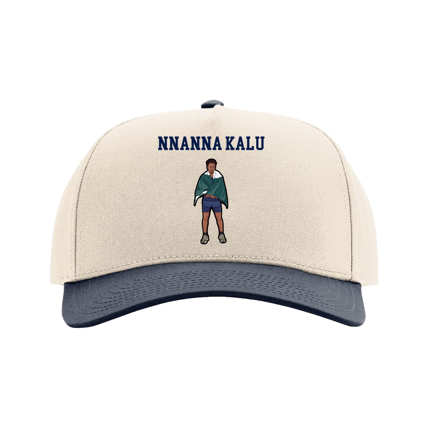 Full Fabric Five-Panel Champ Cap — Shirsey in Cream/Navy