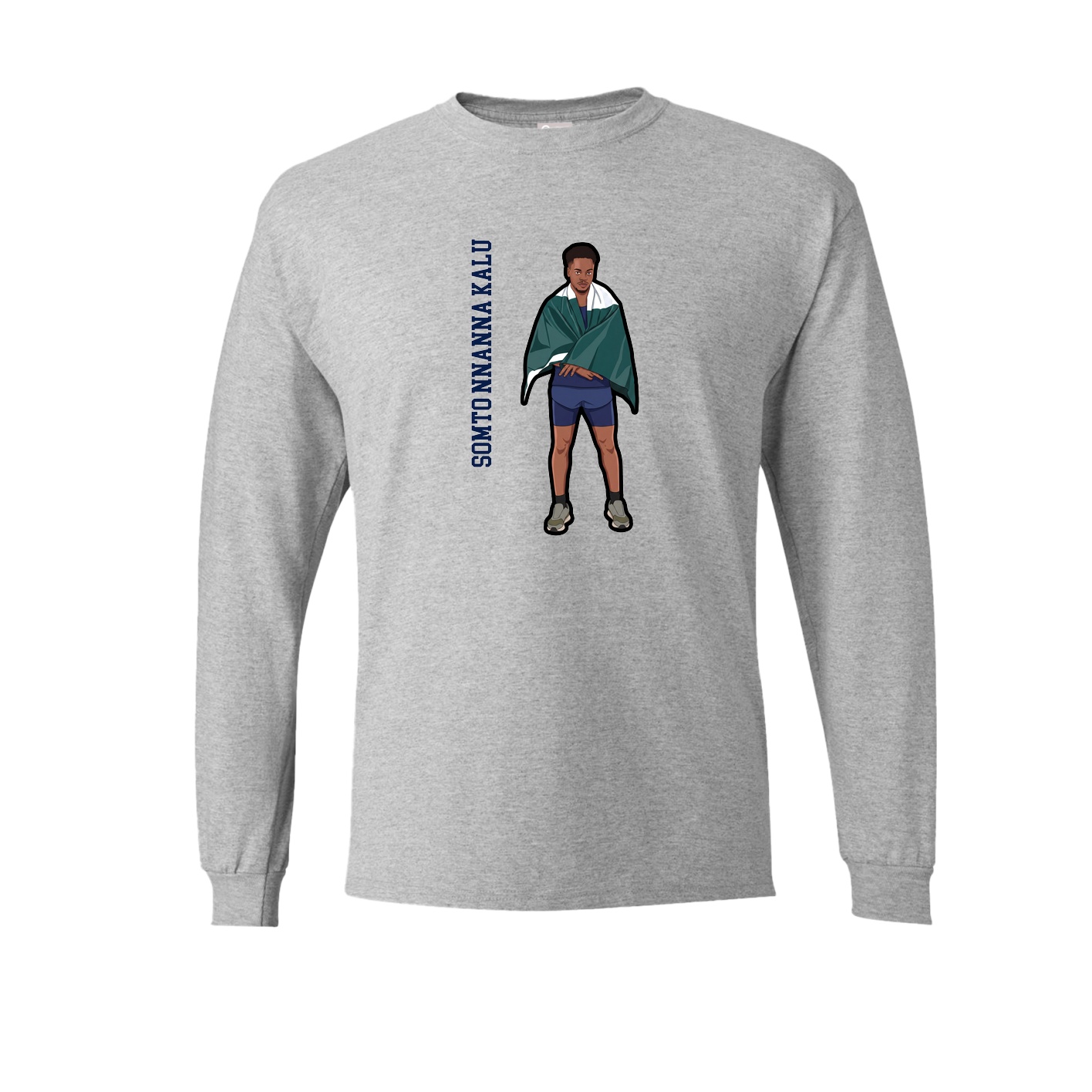 Long Sleeve Tee — Name Vertical in Grey
