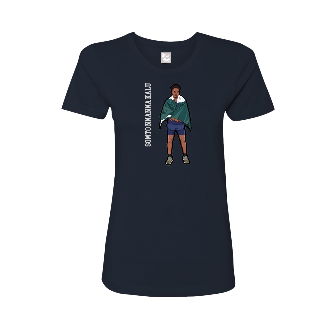 Womens Tee — Name Vertical in Navy