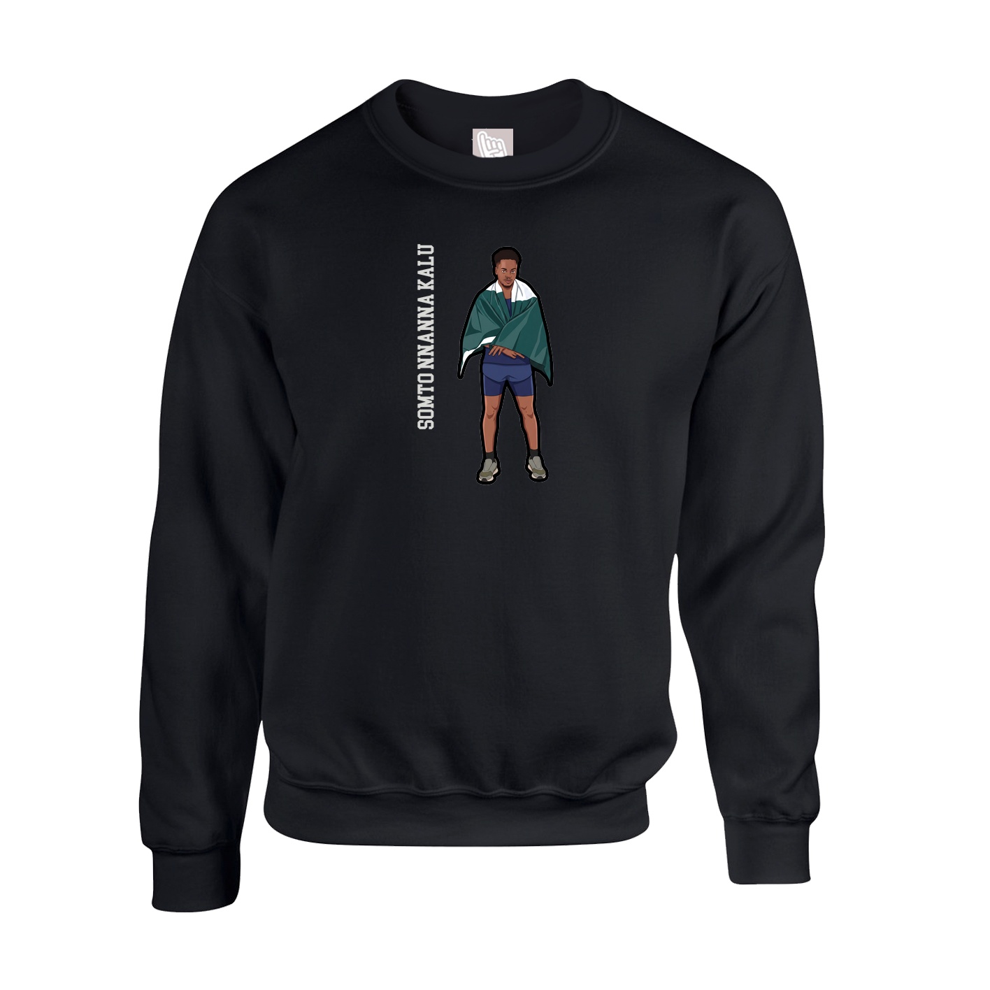 Fleece Crew — Name Vertical in Black
