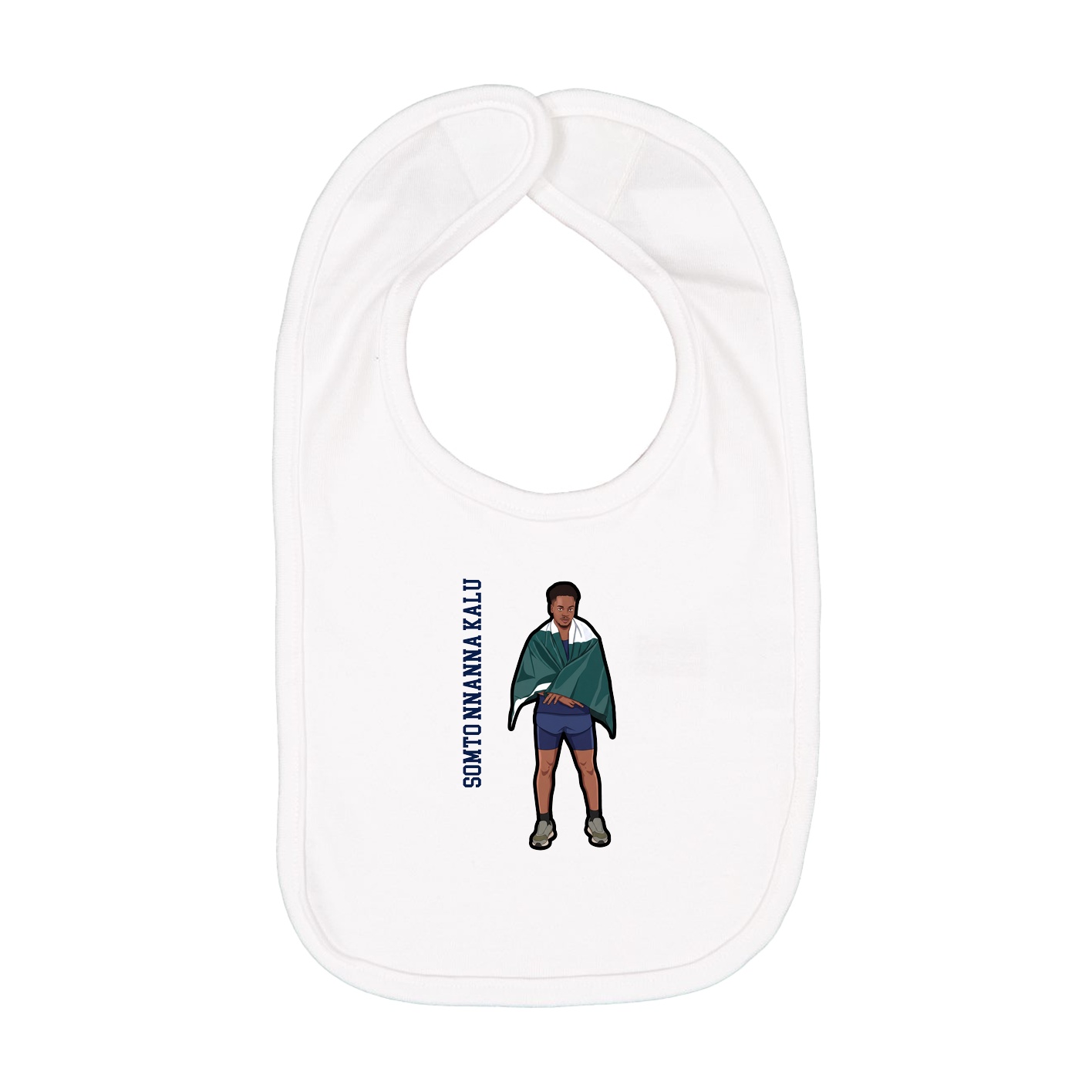 Infant Bib — Name Vertical in White