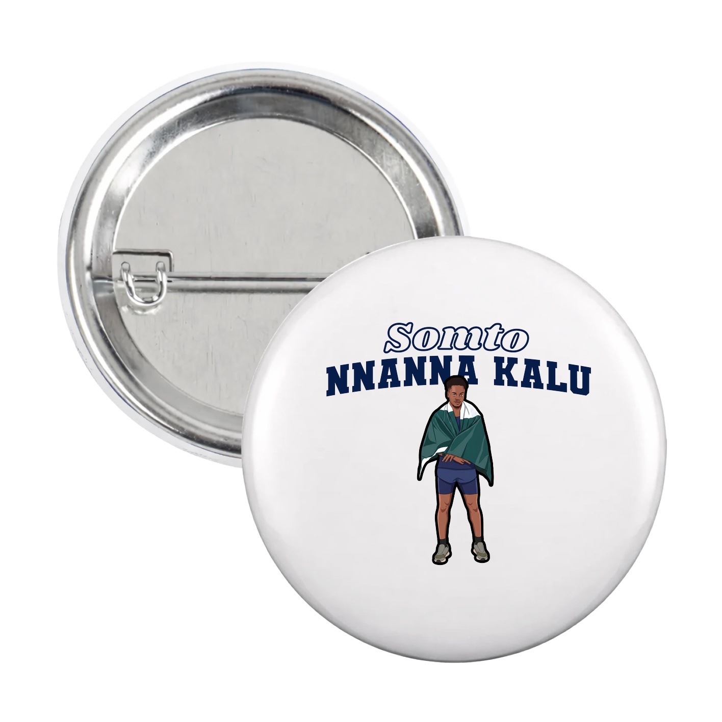 Game Day Button — Name Arch in White