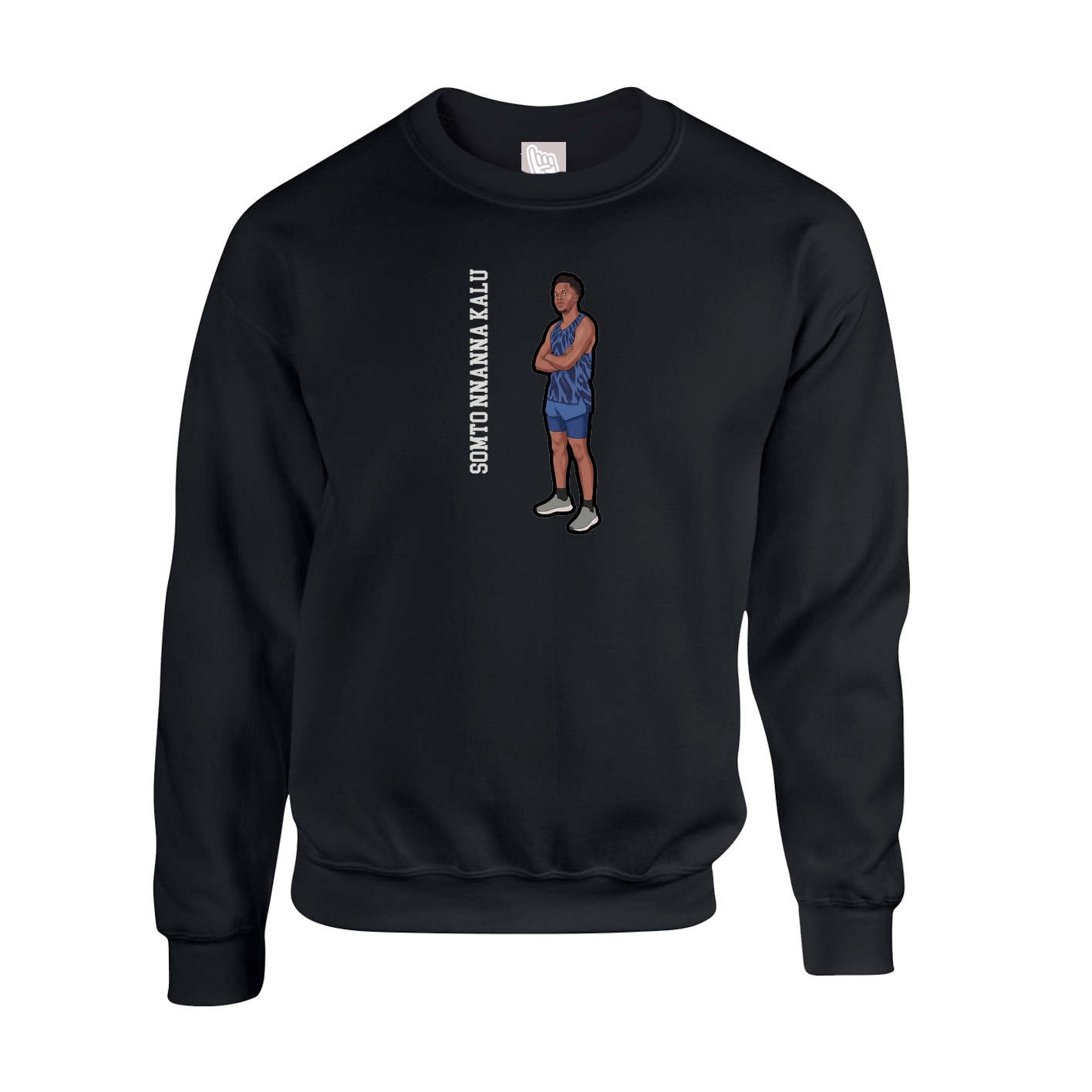 Fleece Crew — Name Vertical in Black