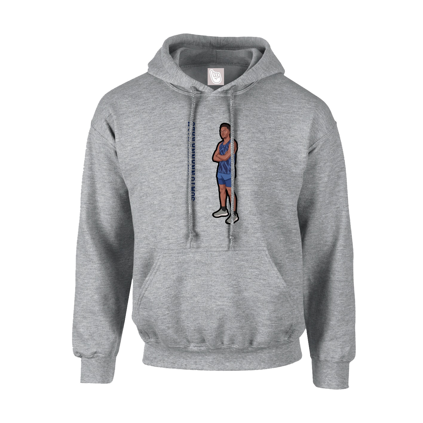 Youth Hoodie — Name Vertical in Grey