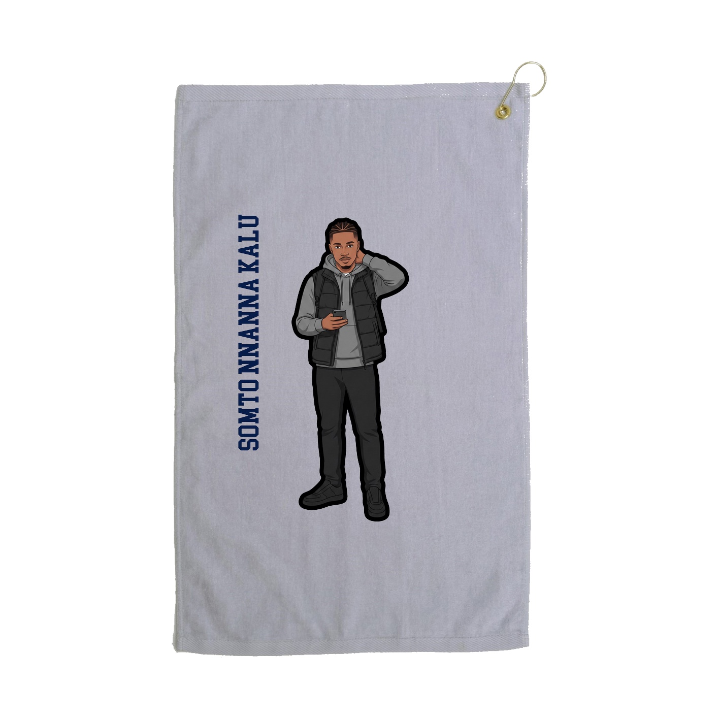 Golf Towel — Name Vertical in Grey