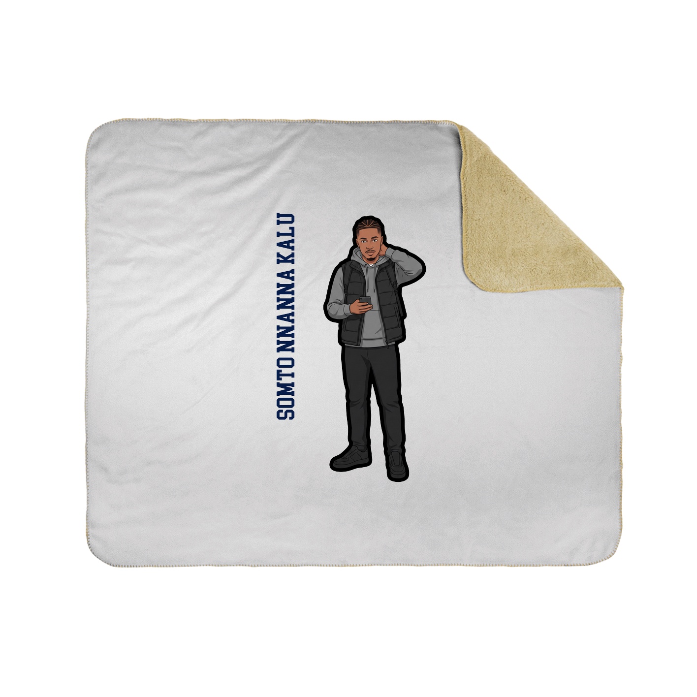 Throw Blanket — Name Vertical in White