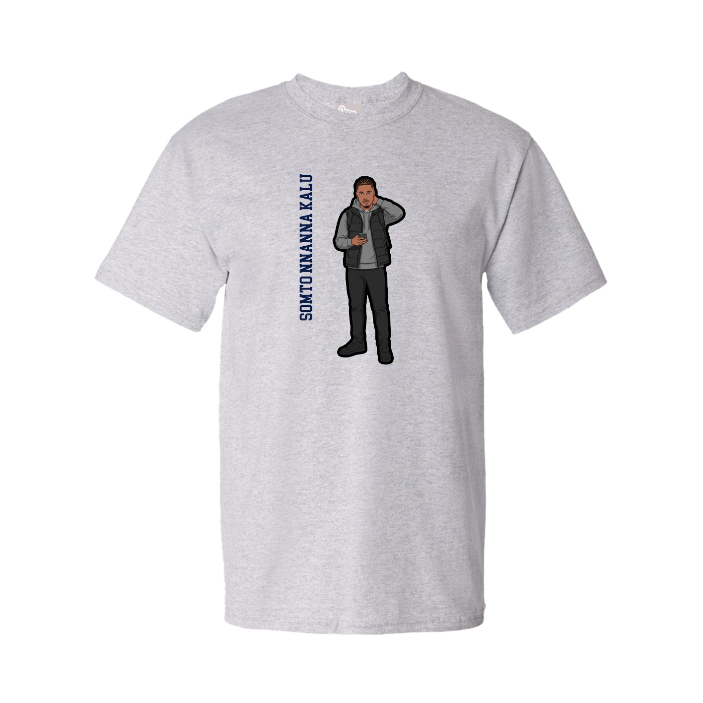 Youth Tee — Name Vertical in Grey