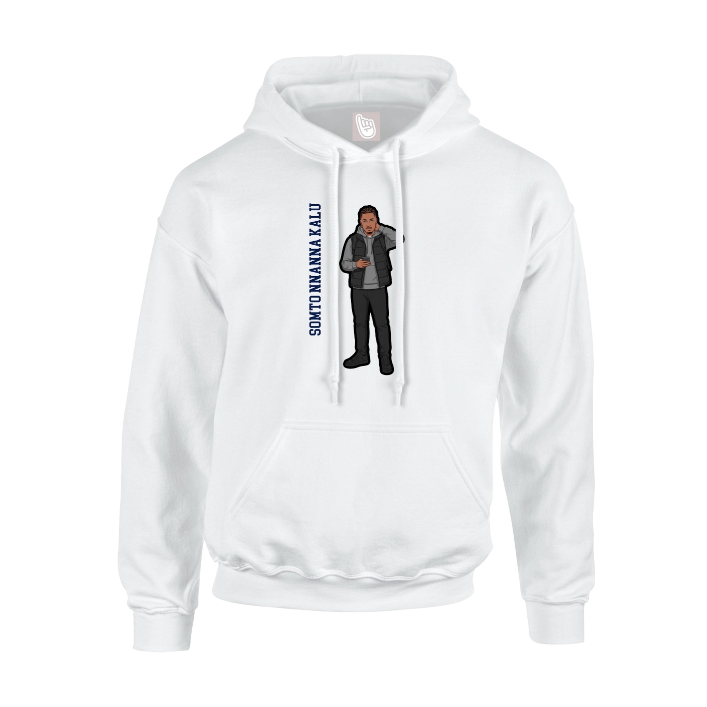 Youth Hoodie — Name Vertical in White