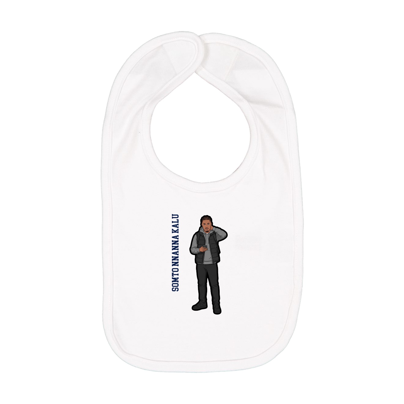 Infant Bib — Name Vertical in White