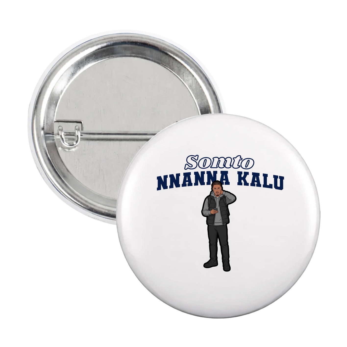 Game Day Button — Name Arch in White