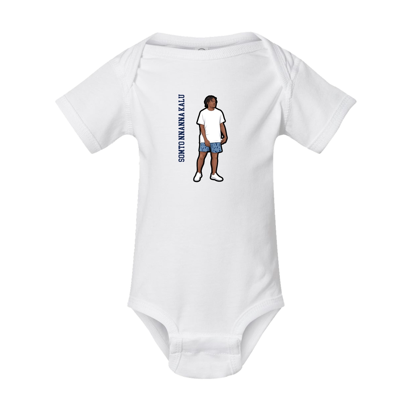 Baby Onesie — Name Vertical in White