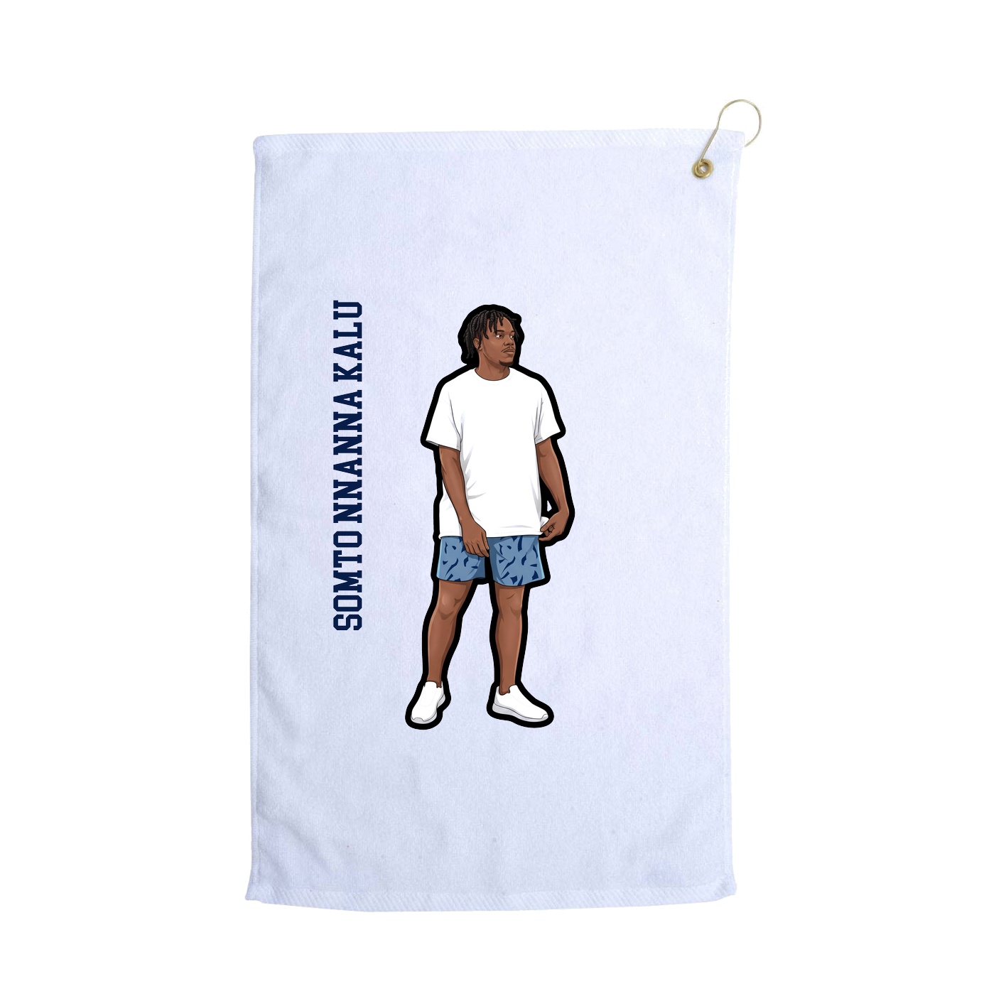 Golf Towel — Name Vertical in White
