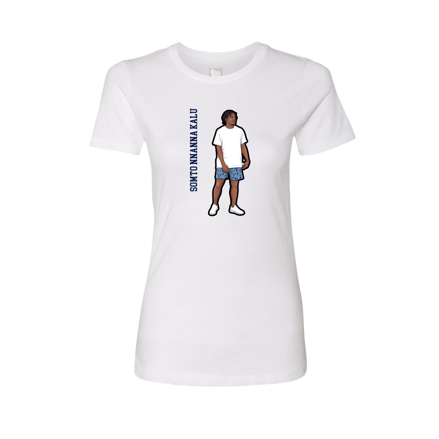 Fitted Women's Tee — Name Vertical in White