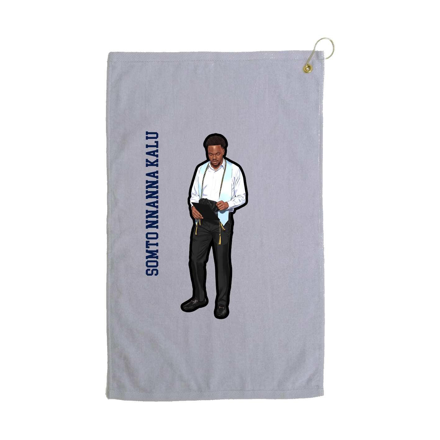 Golf Towel — Name Vertical in Grey