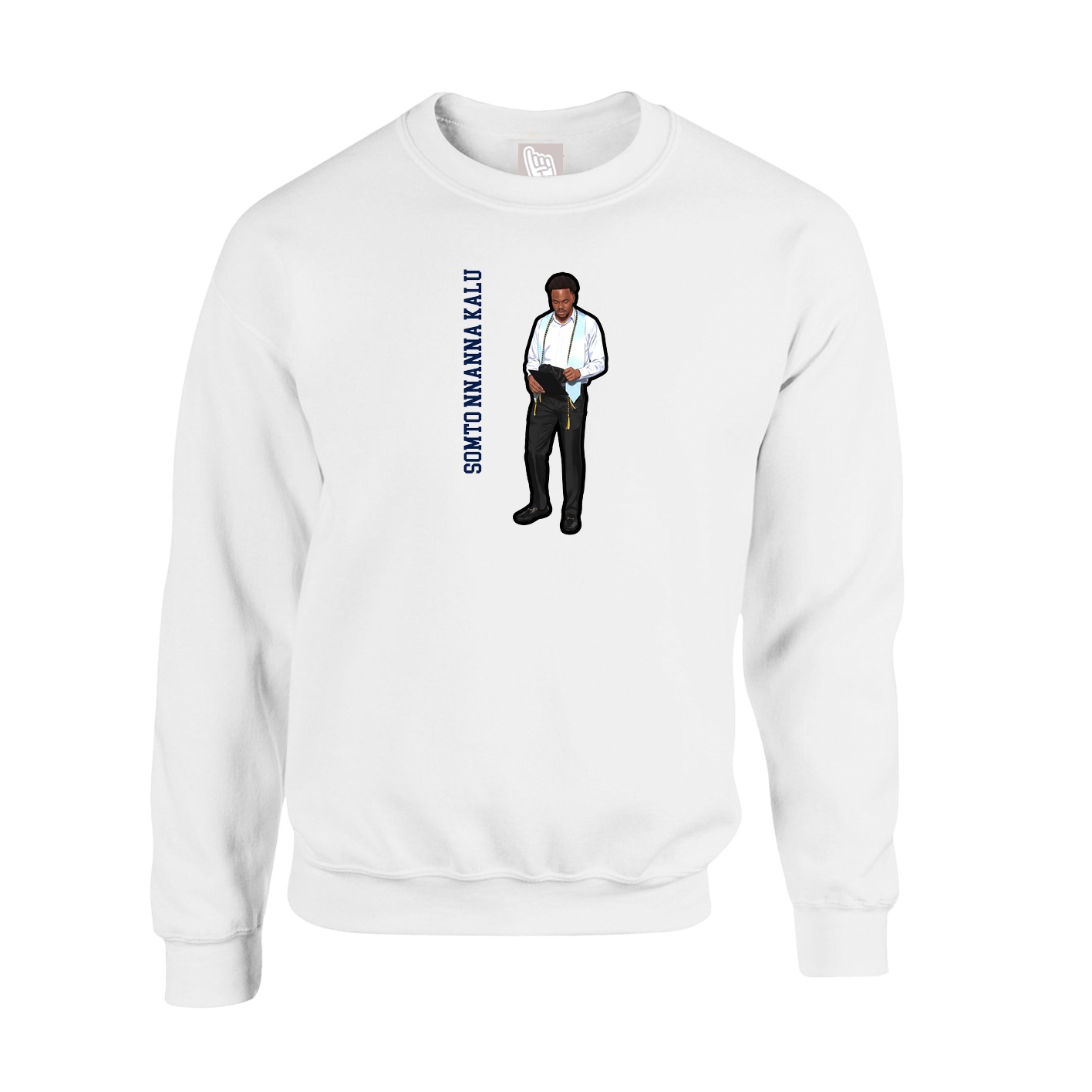 Fleece Crew — Name Vertical in White