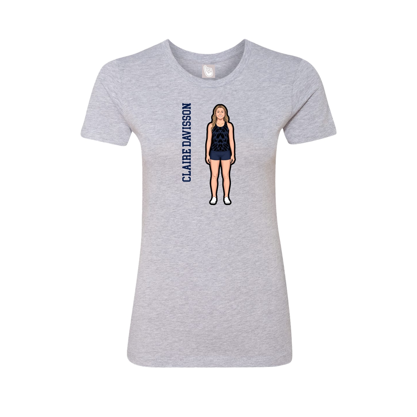 Fitted Women's Tee — Name Vertical in Grey