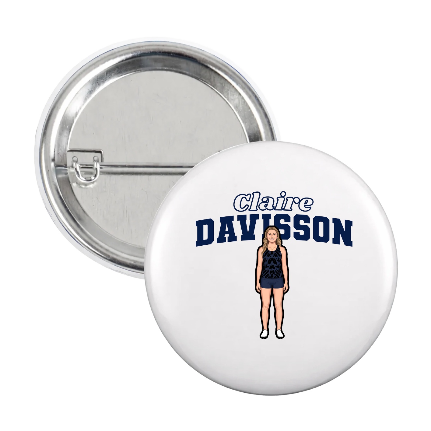 Game Day Button — Name Arch in White