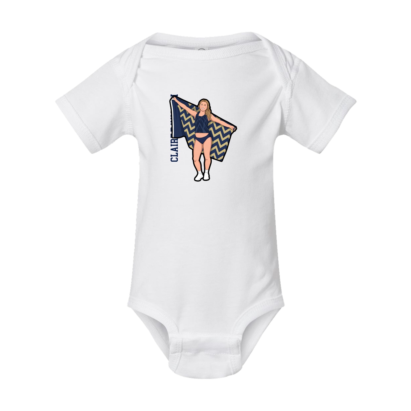 Baby Onesie — Name Vertical in White