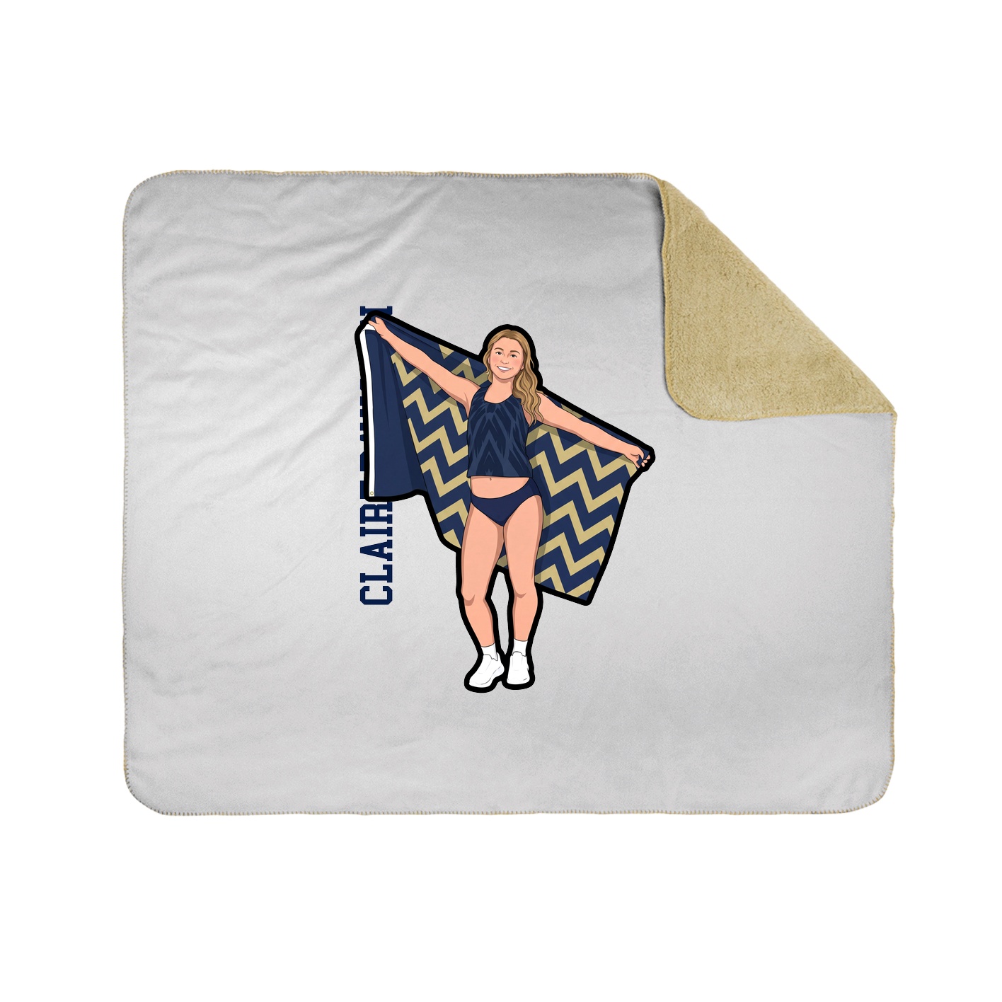 Throw Blanket — Name Vertical in White