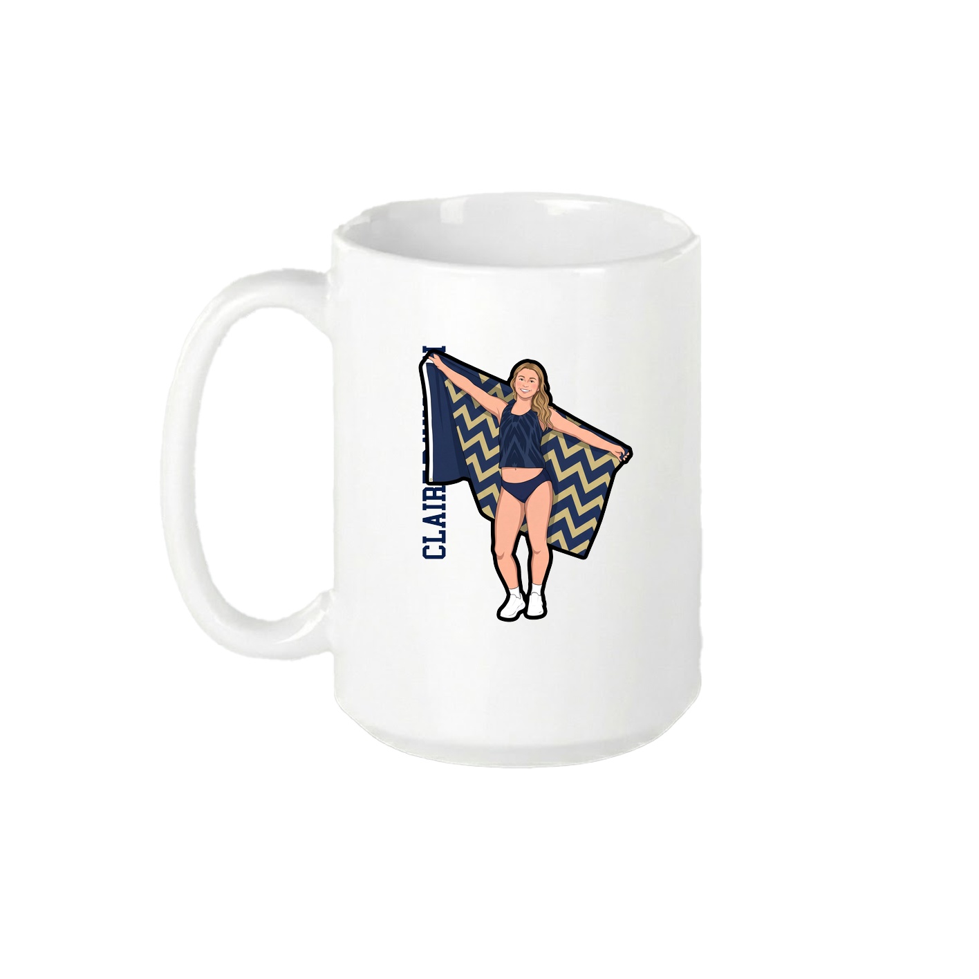 15oz Coffee Mug — Name Vertical in White