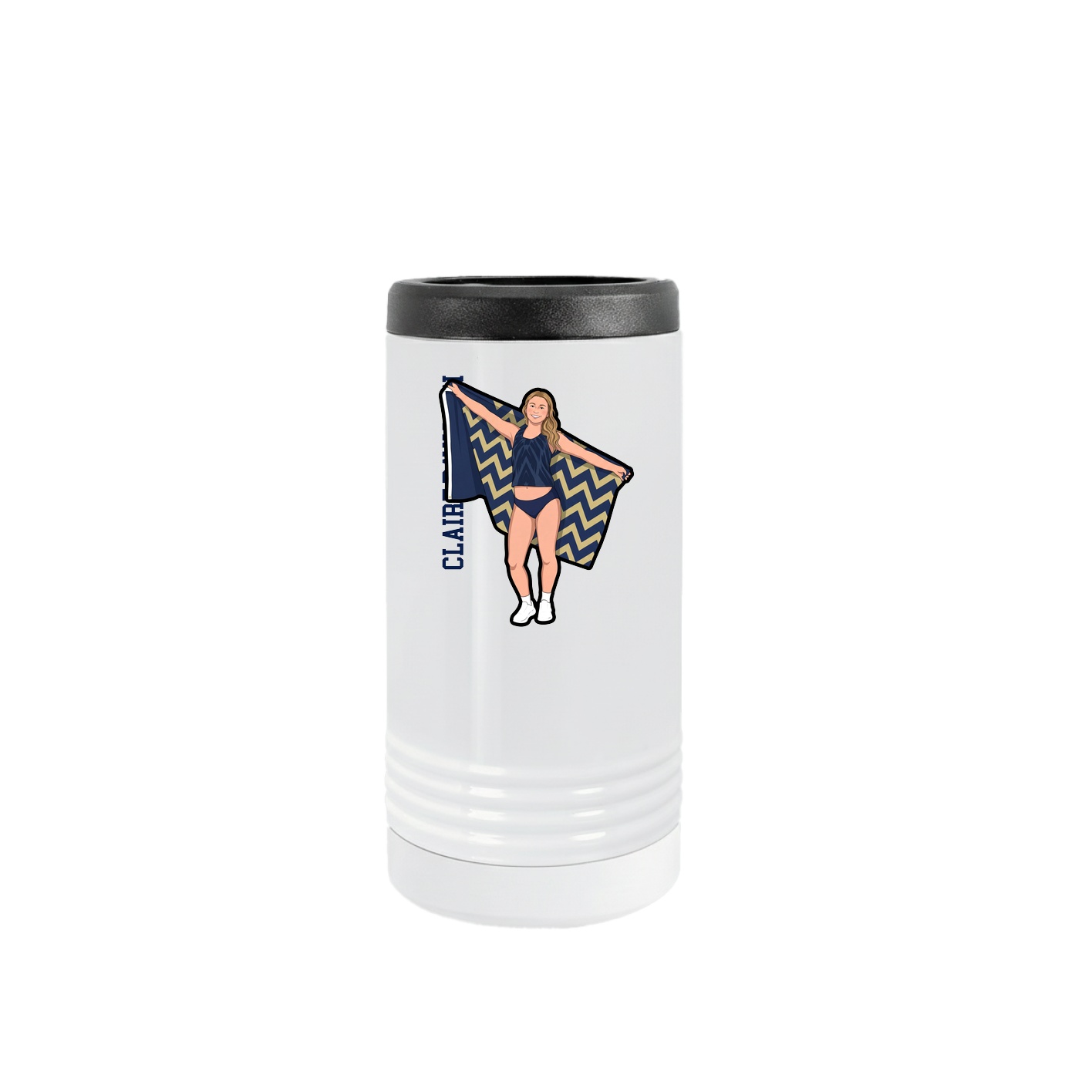 Slim Beverage Holder — Name Vertical in White