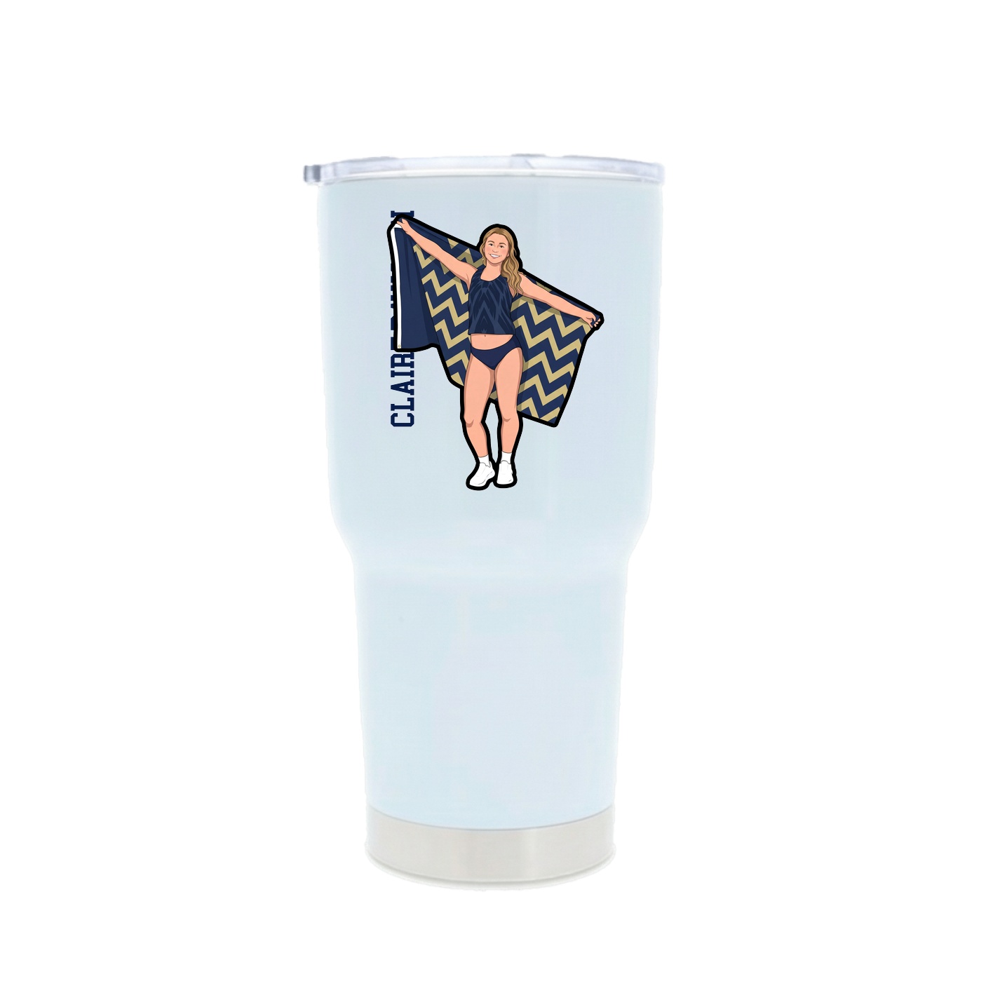 30oz Stainless Steel Tumbler — Name Vertical in White