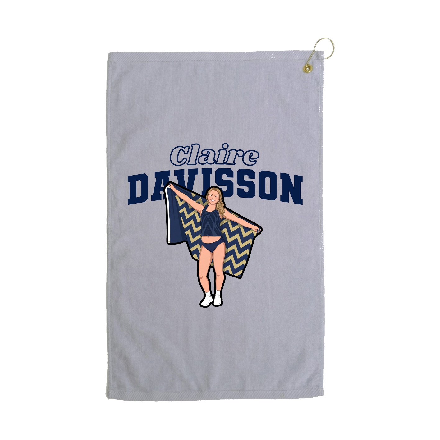 Golf Towel — Name Arch in Grey