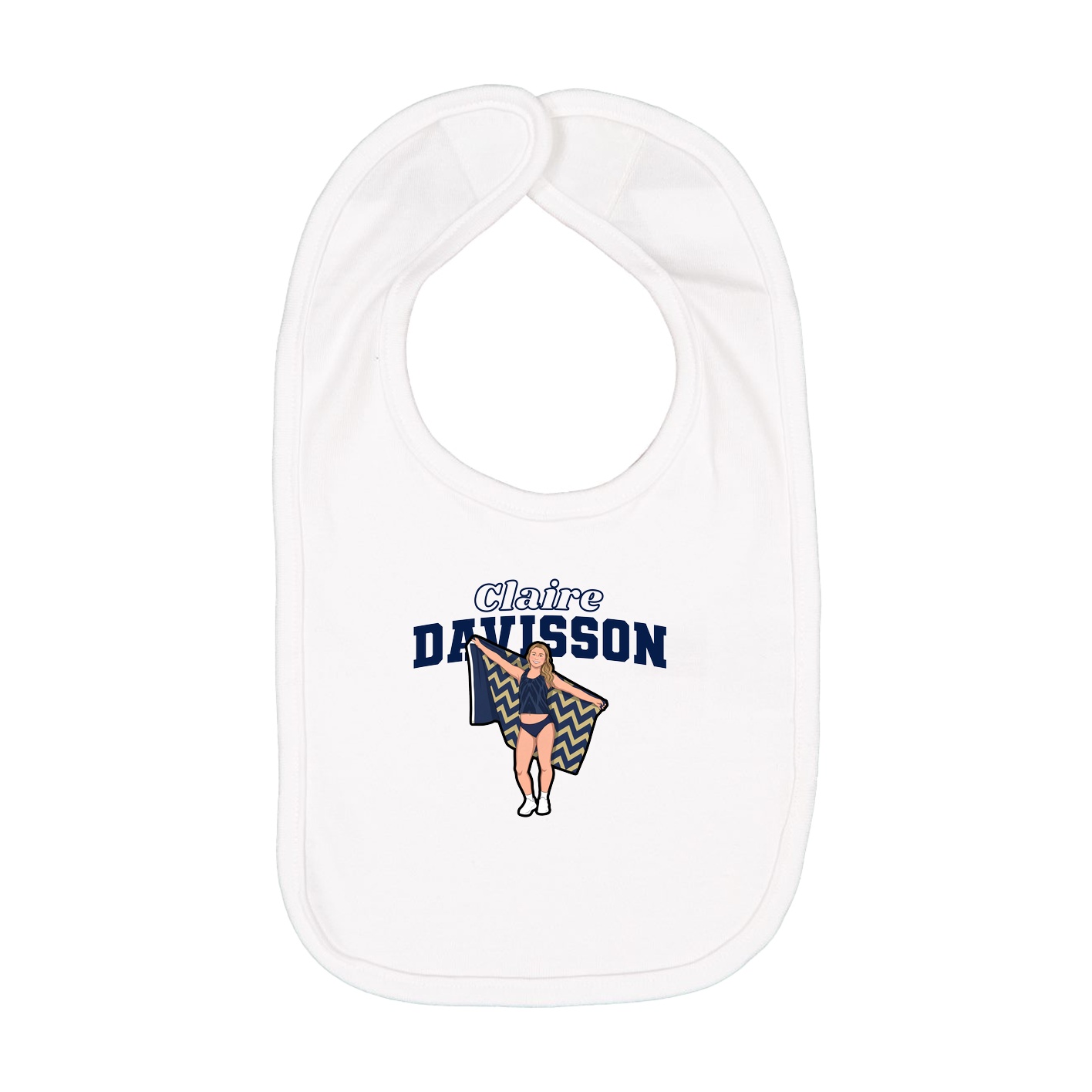 Infant Bib — Name Arch in White