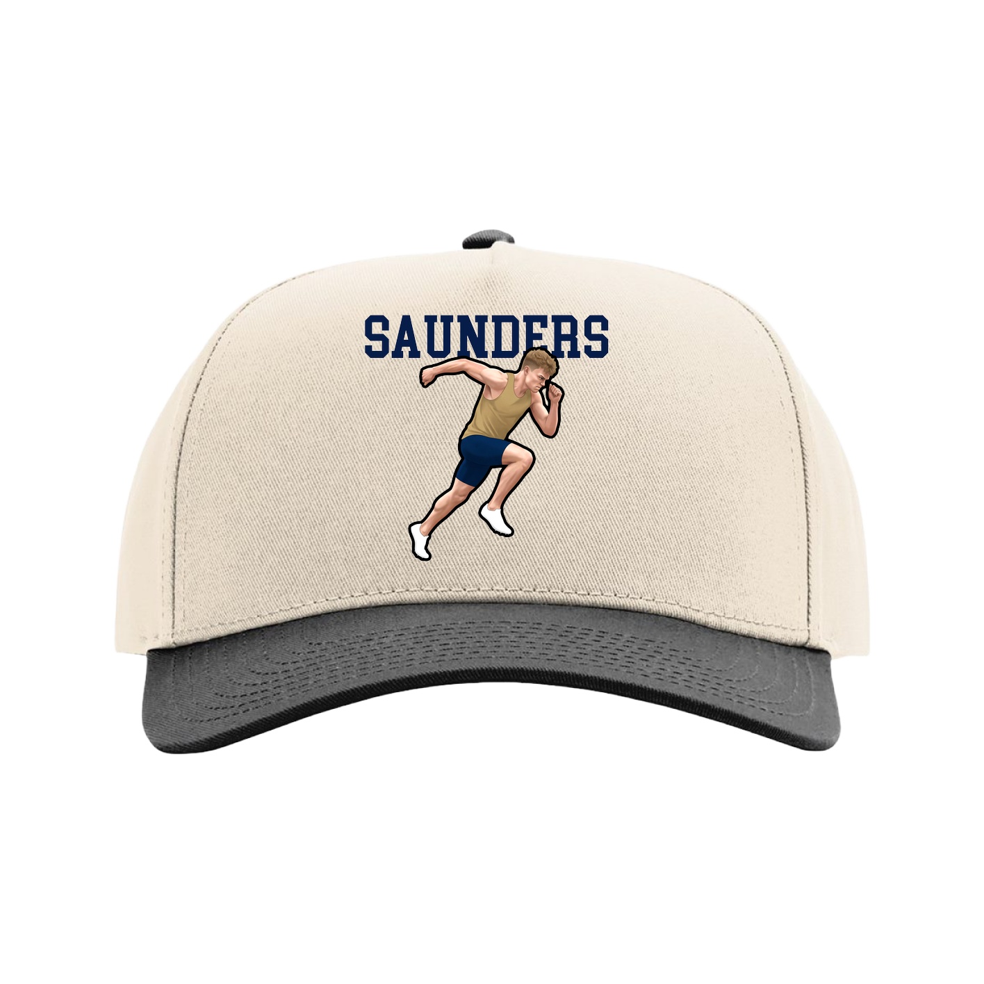 Full Fabric Five-Panel Champ Cap — Shirsey in Cream/Black