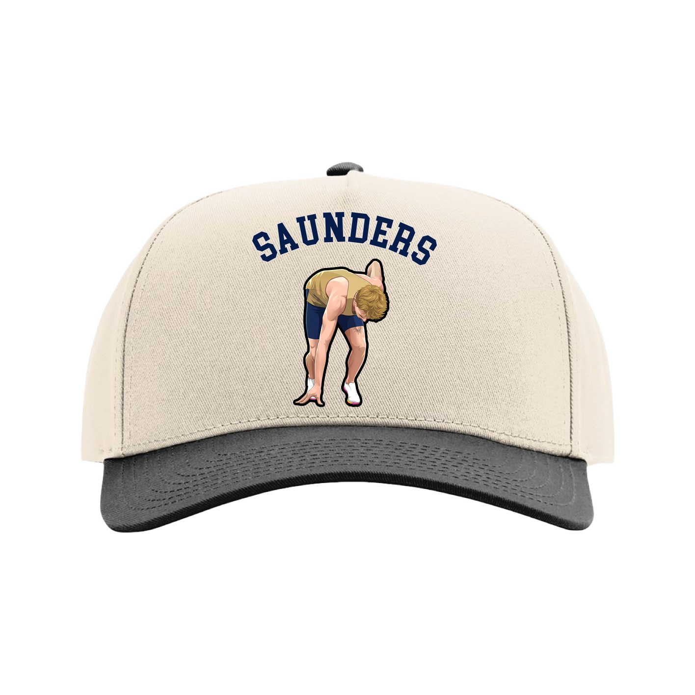 Full Fabric Five-Panel Champ Cap — Shirsey Arch in Cream/Black