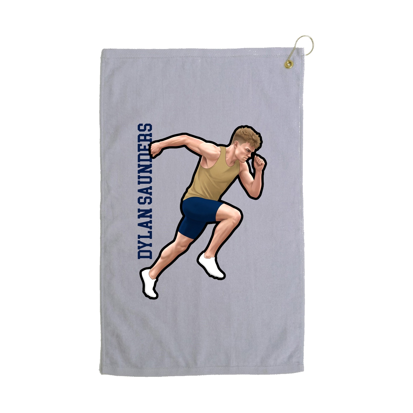 Golf Towel — Name Vertical in Grey