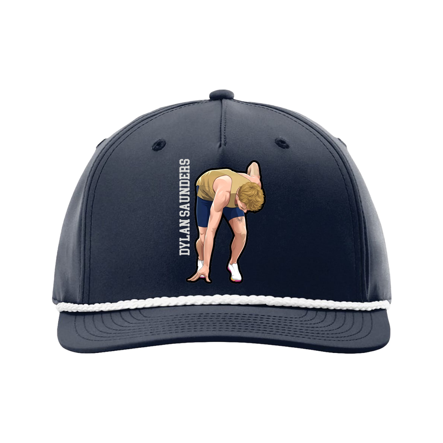 Five-Panel Classic Rope Cap — Name Vertical in Navy