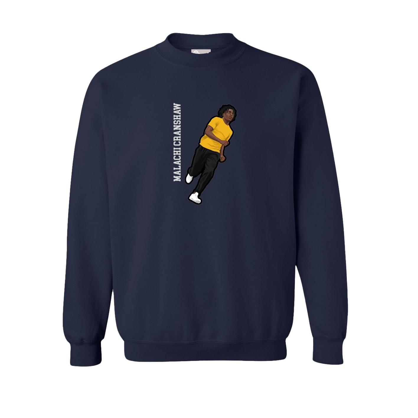Fleece Crew — Name Vertical in Navy