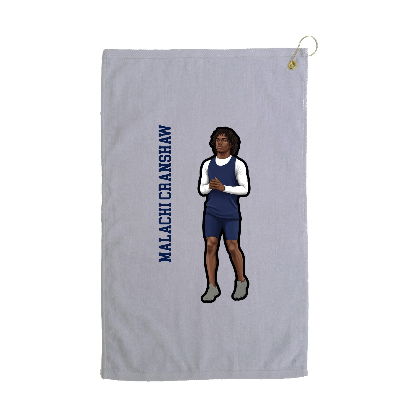 Golf Towel — Name Vertical in Grey