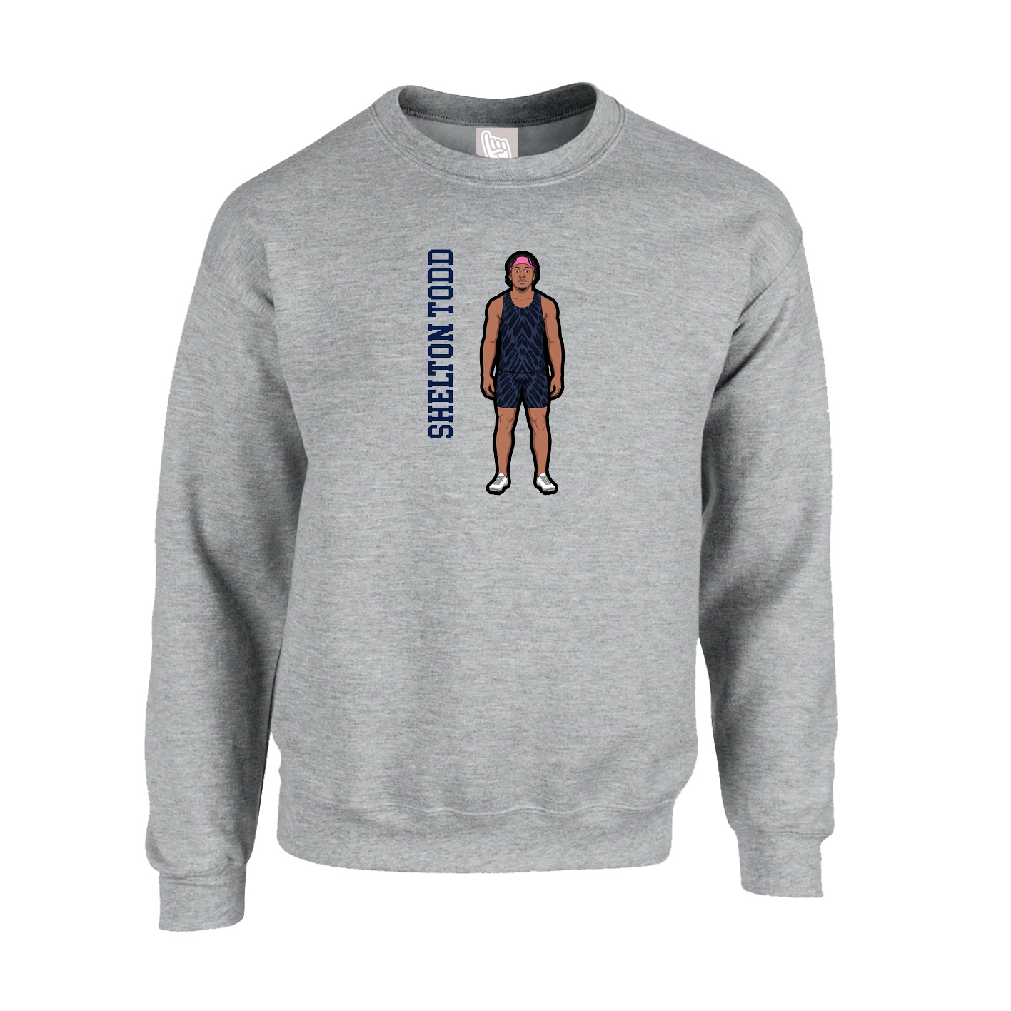 Fleece Crew — Name Vertical in Grey