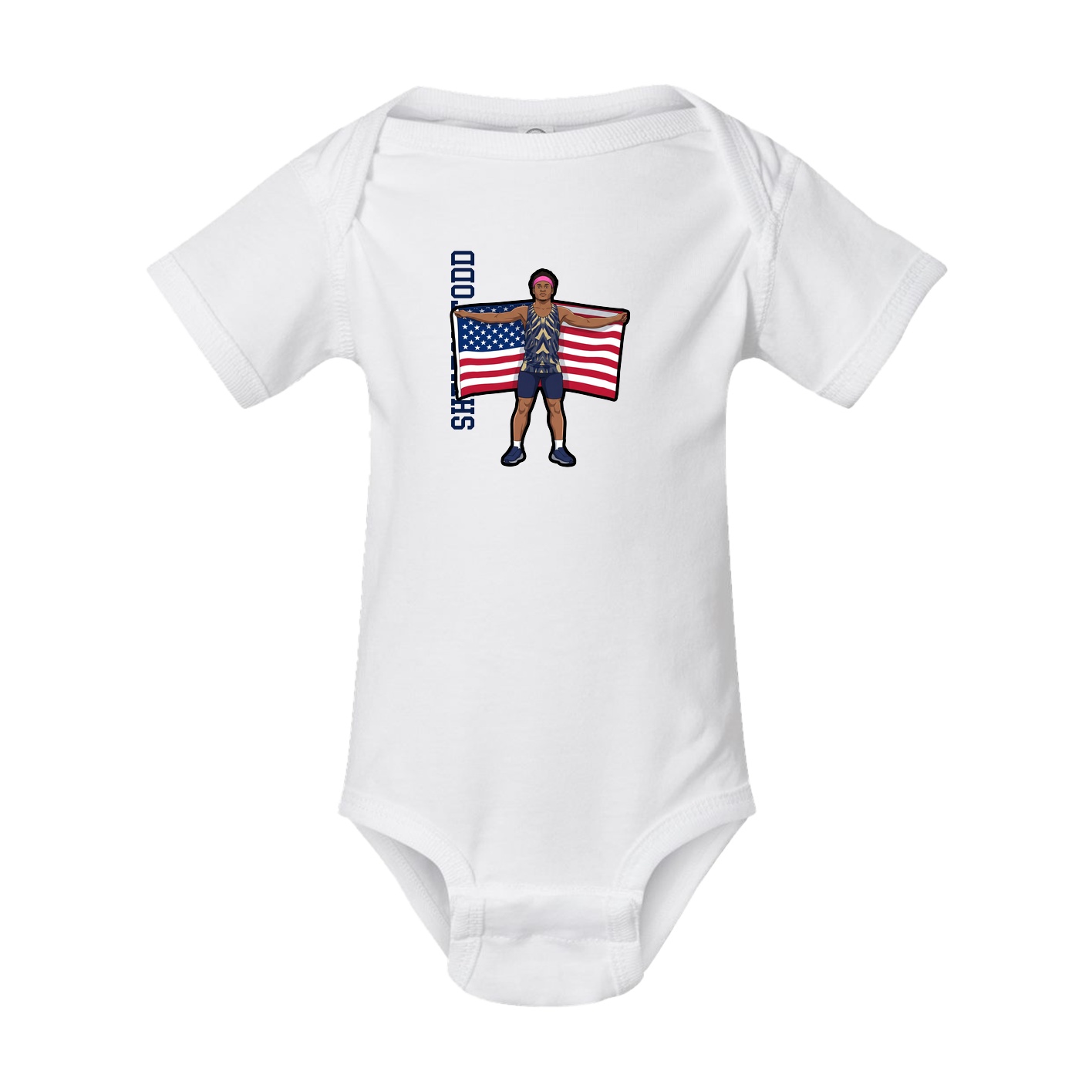 Baby Onesie — Name Vertical in White